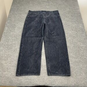 Gap Jeans Mens 38 Black Cotton Acid Wash Flocking Loose Fit Baggy Skater Velour